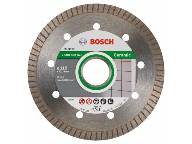 Diamantna rezalna plošča Bosch Best for Ceramic Extra-Clean Turbo, Dimenzije: 115x22,23x1,4x7mm, 2608602478