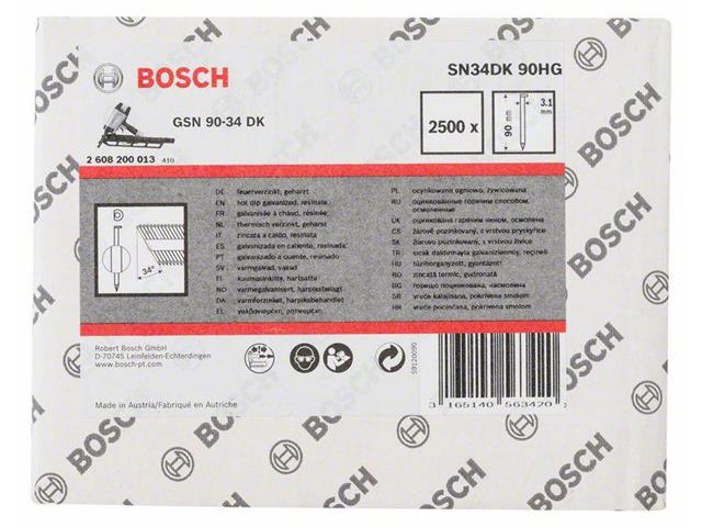 Žeblji v traku z D-glavo SN34DK 90HG 3,1 mm, 90 mm, pocinkano v ognju, gladko