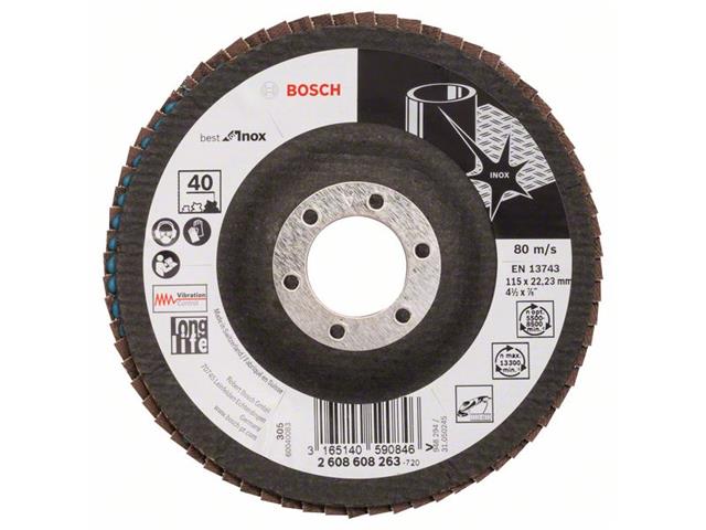 Lamelna brusilna plošča X581, Best for Inox 115 mm, 22,23 mm, 40