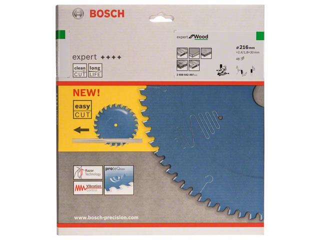 List za krožne žage Bosch Expert for Wood, Dimenzije: 216x30x2,4mm, Zob: 48, 2608642497