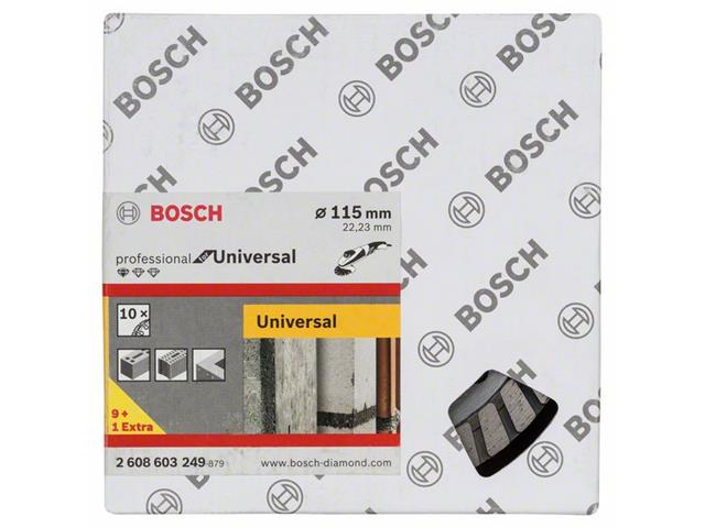 Diamantna rezalna plošča Bosch Standard for Universal Turbo, Pakiranje: 10kos, Dimenzije: 115x22,23x2x10mm, 2608603249