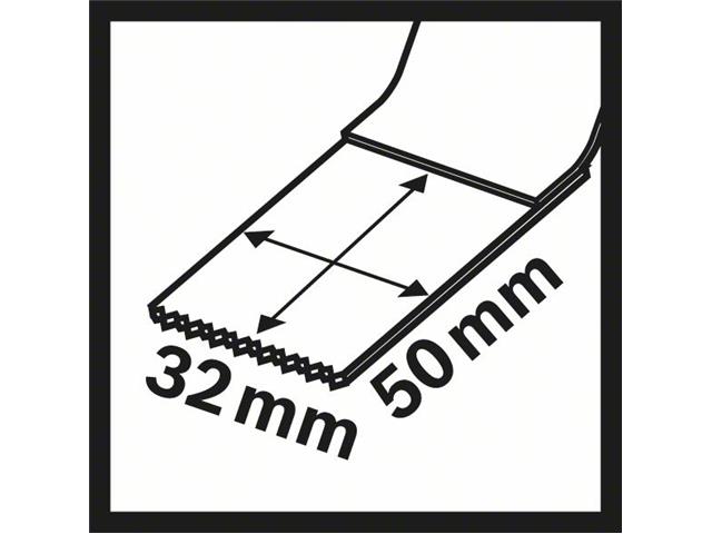 Bimetalni potopni žagin list Bosch AIZ 32 AB Metal, Pakiranje: 5kos, Dimenzije: 32x50mm, 2608661908