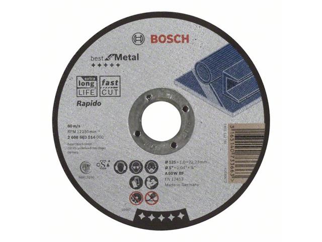 Ravna rezalna plošča Bosch Best for Metal-Rapido A 60 W BF, Pakiranje: 25kos, Dimenzije: 125x22,23x1mm, 2608603514
