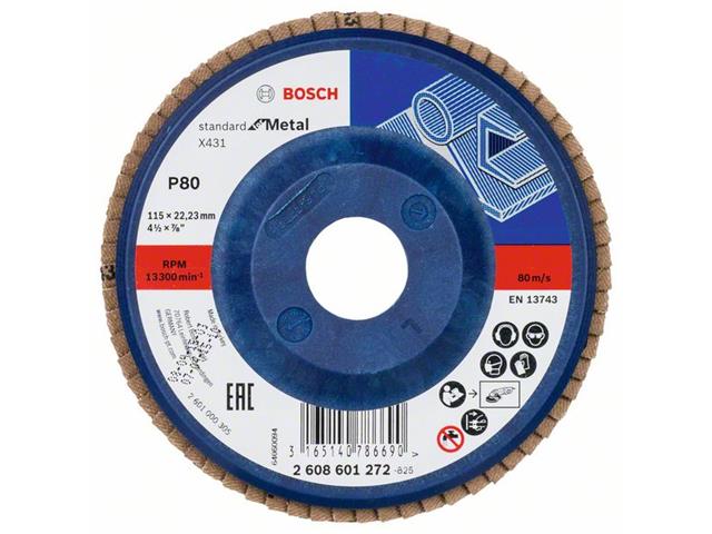 Lamelna brusilna plošča X431, Standard for Metal 115 mm, 22,23 mm, 80