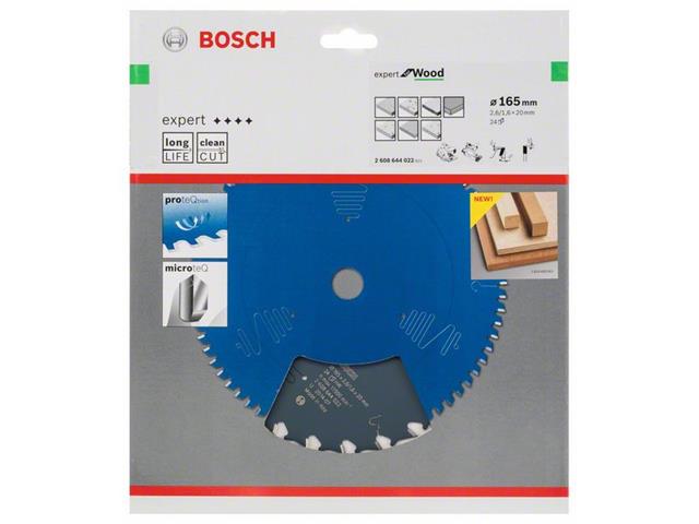 List za krožne žage Bosch Expert for Wood, Dimenzije: 165x20x2,6mm, Zob: 24, 2608644022
