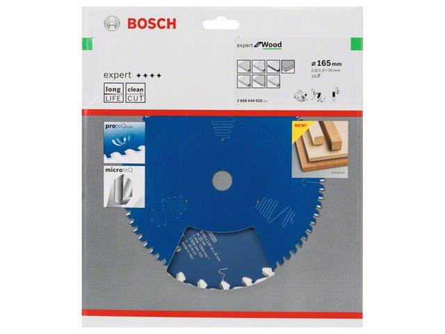 List za krožne žage Bosch Expert for Wood, Dimenzije: 165x30x2,6mm, Zob: 24, 2608644025