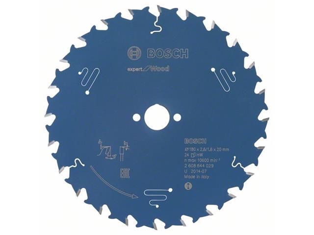 List za krožne žage Bosch Expert for Wood, Dimenzije: 180x20x2,6mm, Zob: 24, 2608644029