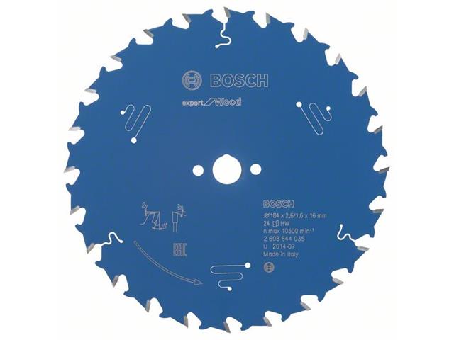List za krožne žage Bosch Expert for Wood, Dimenzije: 184x16x2,6mm, Zob: 24, 2608644035