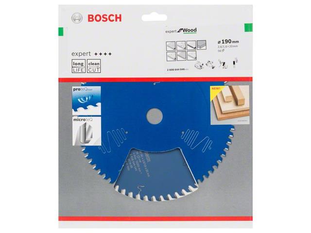 List za krožne žage Bosch Expert for Wood, Dimenzije: 190x20x2,6mm, Zob: 56, 2608644046