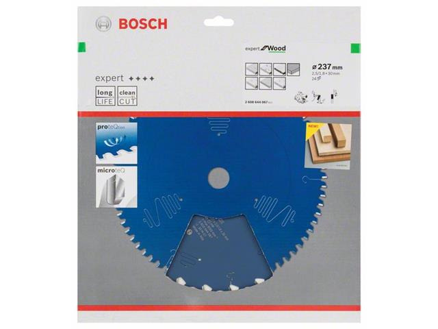List za krožne žage Bosch Expert for Wood, Dimenzije: 237x30x2,5mm, Zob: 24, 2608644067