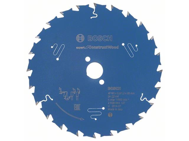 List za krožne žage Bosch Expert for Construct Wood, Dimenzije: 165x20x2mm, Zob: 24, 2608644137 