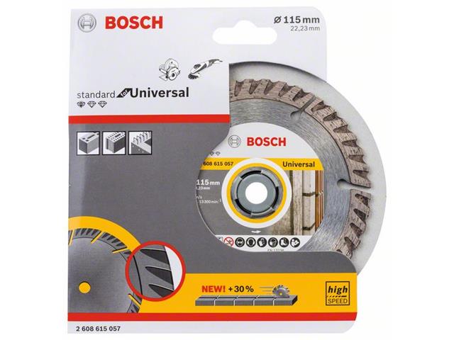 Diamantna rezalna plošča Bosch Standard for Universal, Dimenzije: 115x22.23x2x10mm, 2608615057