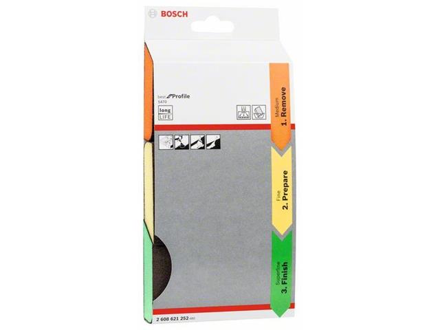 3-delni komplet brusilnih gobic Bosch M, F, SF, Dimenzije: 69x97x26mm, Pakiranje: 5 kos., 2608621252