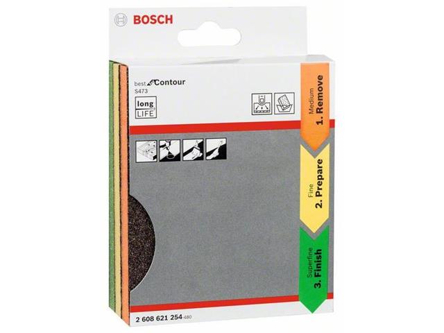 3-delni komplet brusilnih krožnikov Bosch M, F, SF , Dimenzije: 98x120x13mm, Pakiranje: 5 kos, 2608621254