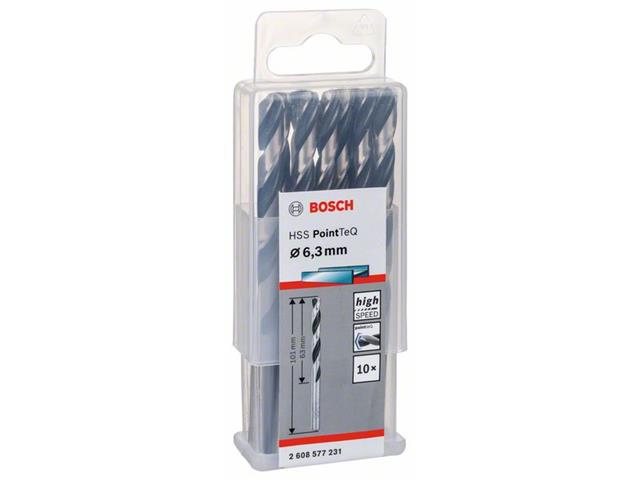 HSS Spiralni sveder Bosch PointTeQ DIN 338, Pakiranje: 10kos, Premer: 6,3mm, 2608577231