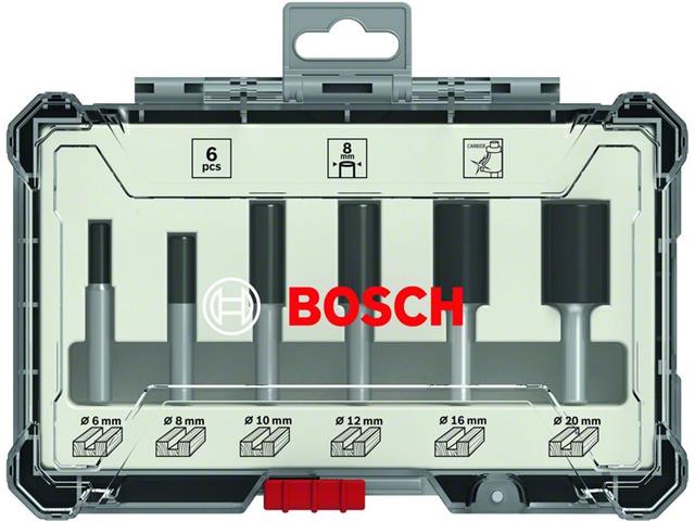 6-delni komplet premih rezkarjev Bosch s 6-milimetrskim vpenjalnim steblom, 2607017465