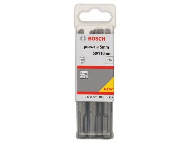 Udarni svedri Bosch SDS-plus-3, Dimenzije: 5 x 50 x 110 mm, Pakiranje po 10 kosov